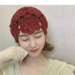 Hollow out girls headscarf flowers pattern hand